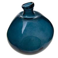 Atmosphera bloemenvaas Genua - Organische bol fles vorm - blauw transparant - glas - 33 x 32 cm - thumbnail