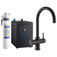Multi-Tap 3-in-1 Kokend Water Kraan Mat Zwart - Rond