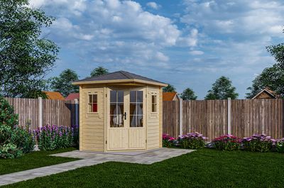 Interflex 2055 Blokhut 200x200 cm 28 mm vuren groen geïmpregneerd