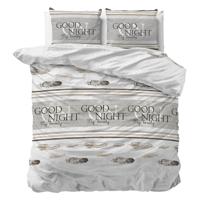 Dekbedovertrek Good Night - Tweepersoons (200x200 Cm) - Wit Polyester-katoen - Tekst - Sleeptime Elegance - Dekbed-Discounter.nl