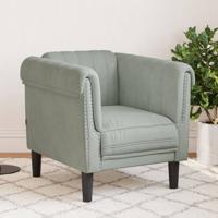 Fauteuil fluweel lichtgrijs - thumbnail