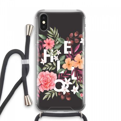 Hello in flowers: iPhone XS Max Transparant Hoesje met koord