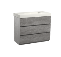 Storke Edge staand badmeubel 106 x 52 cm beton donkergrijs met Mata High enkele wastafel in mat witte solid surface