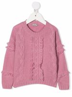 Il Gufo pull en maille torsadée à encolure ras du cou - Rose