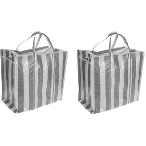 2x stuks dekens en kussens opbergtas wit/grijs 55 x 55 x 30 cm - Shoppers