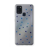 Blauwe stippen: Samsung Galaxy A21s Transparant Hoesje