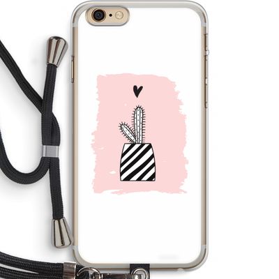 Zwart-wit cactus: iPhone 6 PLUS / 6S PLUS Transparant Hoesje met koord