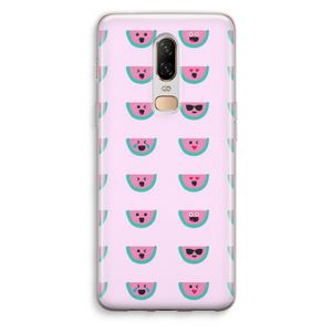 Smiley watermeloenprint: OnePlus 6 Transparant Hoesje