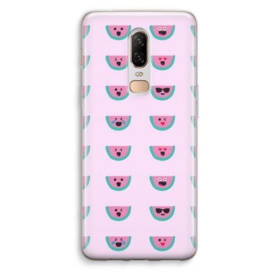 Smiley watermeloenprint: OnePlus 6 Transparant Hoesje