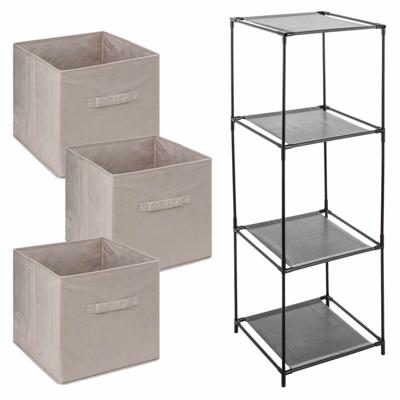 Opbergkastje Smartrack met kastmanden - 3x mandjes van stof - beige - 34 x 98 cm Opbergkastje Smartrack met kastmanden - 3x mandjes van stof - beige - 34 x 98 cm