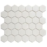 Tegelsample: The Mosaic Factory London hexagon mozaïek tegels 28x33 super wit - thumbnail