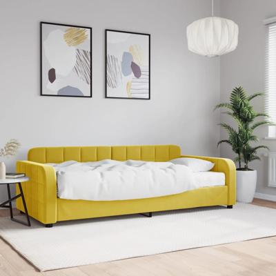 Slaapbank met matras 90x200 cm fluweel geel