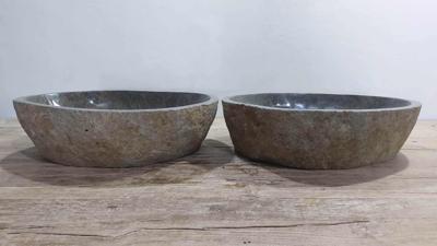Wasbakken riviersteen set RL250311AB, 57x40x15 cm