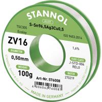 Stannol ZV16 Soldeertin, loodvrij Loodvrij Sn96,5Ag3Cu0,5 REL0 100 g 0.5 mm