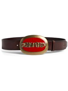 DSQUARED2 logo-buckle leather bet - Marron