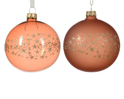 Kerstbal glas d8 cm rood koper a2 IV kerst Decoris - Decoris