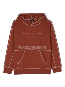 Emporio Armani Kids hoodie en coton à logo imprimé - Marron