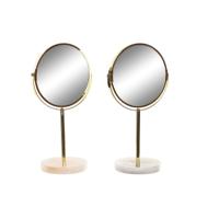 Spiegel DKD Home Decor 18 x 13 x 35 cm Grijs Beige Gouden Metaal Wit Hars Lichtgrijs (2 Stuks)