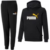 PUMA Essentials+ 2 Big Logo Trainingspak Kids Zwart Wit Geel - thumbnail