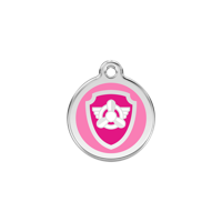 Nickelodeon Paw Patrol Skye Tag Pink roestvrijstalen hondenpenning small/klein dia. 2 cm - Reddingo