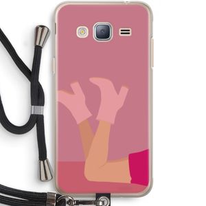 Pink boots: Samsung Galaxy J3 (2016) Transparant Hoesje met koord