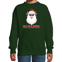 Stoere kersttrui / sweater DJ Santa groen voor kinderen - thumbnail