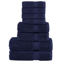 VidaXL 8-delige handdoekenset solund 600 g/m² marineblauw