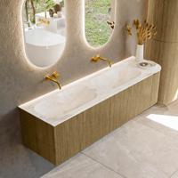 Badmeubel Mondiaz Kurve-Dlux | 165 cm cm | Meubelkleur Dusk | Wastafelkleur Frappe | Solid surface | Dubbel / Links spoelbak | Zonder kraangat(en)
