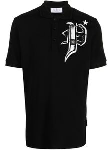 Philipp Plein polo Skull & Bones en jersey - Noir