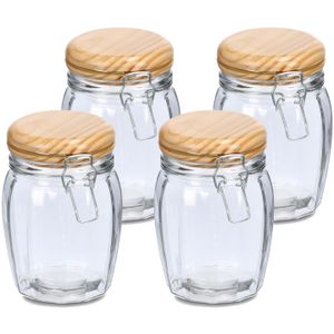 Voorraadpotten/bewaarpotten - 4x - 820 ml - glas - met beugelsluiting - D11 x H16 cm