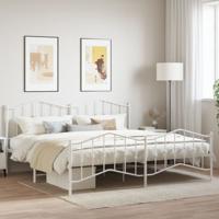 Bedframe met hoofd- en voeteneinde metaal wit 193x203 cm - thumbnail
