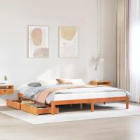 Bedframe met lades massief grenenhout wasbruin 180x200 cm