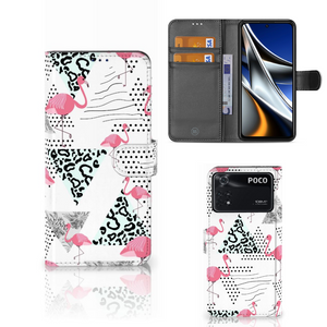 Xiaomi Poco X4 Pro 5G Telefoonhoesje met Pasjes Flamingo Triangle