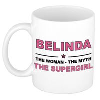 Naam cadeau mok/ beker Belinda The woman, The myth the supergirl 300 ml - Naam mokken
