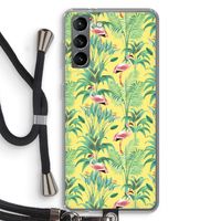 Flamingo party: Samsung Galaxy S21 Transparant Hoesje met koord