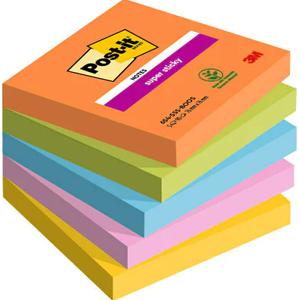 Post-It 7100258933 zelfklevend notitiepapier Vierkant Blauw, Groen, Oranje, Roze, Geel 90 vel Zelfplakkend
