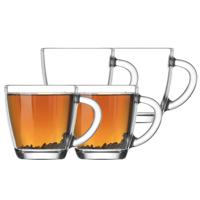 LAV Koffie/thee glazen Artemis - set 4x stuks - transparant glas - 230 ml