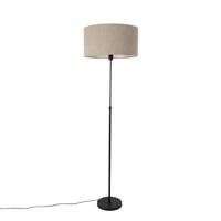 QAZQA Vloerlamp zwart verstelbaar met boucle kap taupe 50 cm - Parte