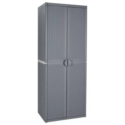 Tuinkast 65x45x172 cm PP rattan grijs