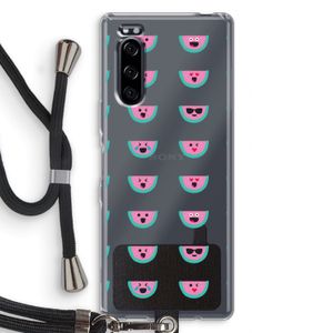 Smiley watermeloenprint: Sony Xperia 5 Transparant Hoesje met koord