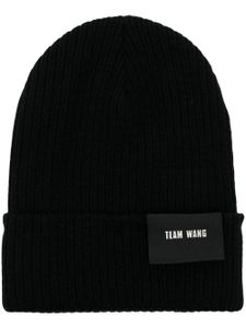 TEAM WANG design bonnet en maille à patch logo - Noir