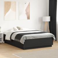 Bedframe bewerkt hout zwart 135x190 cm