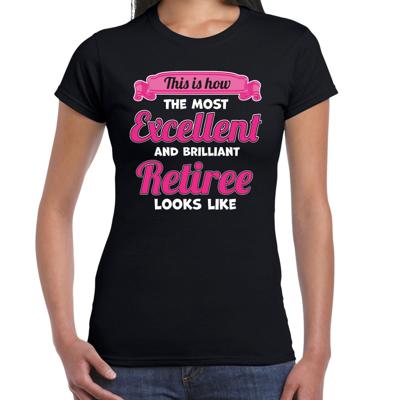 Cadeau/verkleed T-shirt dames - zwart/roze - Pensioen - leukste collega - afscheid
