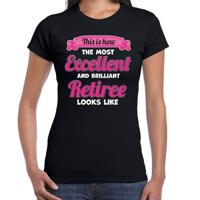 Cadeau/verkleed T-shirt dames - zwart/roze - Pensioen - leukste collega - afscheid