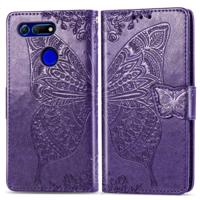 Butterfly Love bloemen reliëf horizontale Flip lederen case voor Huawei V20 met houder & kaartsleuven & portemonnee & Lanyard (donker paars)