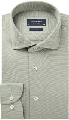Profuomo Heren Originale Overhemd Groen Gebreid Slim Fit
