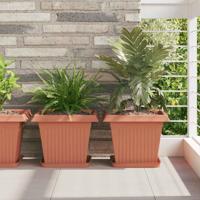 Vierkante Bloempot 24 pcs Baksteenrood 33 x 33 x 26 cm