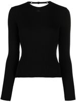 Courrèges open-back fine-ribbed top - Noir - thumbnail