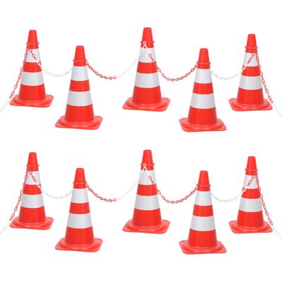 VidaXL Kegelset met ketting 10 m rood en wit