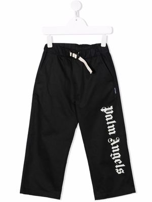 Palm Angels Kids pantalon en coton à logo imprimé - Bleu